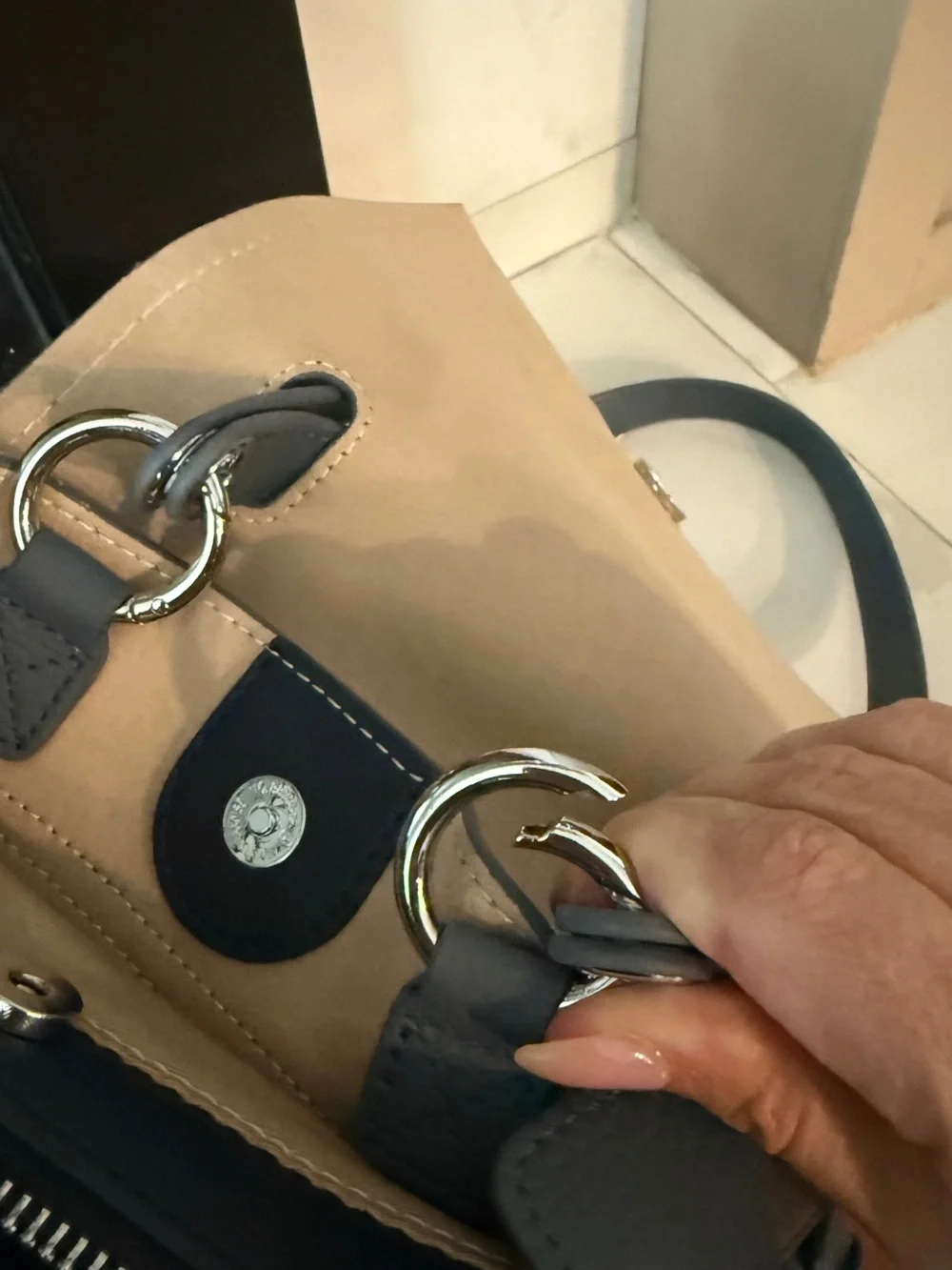 Classic Blue Textured Leather Backpack Purse